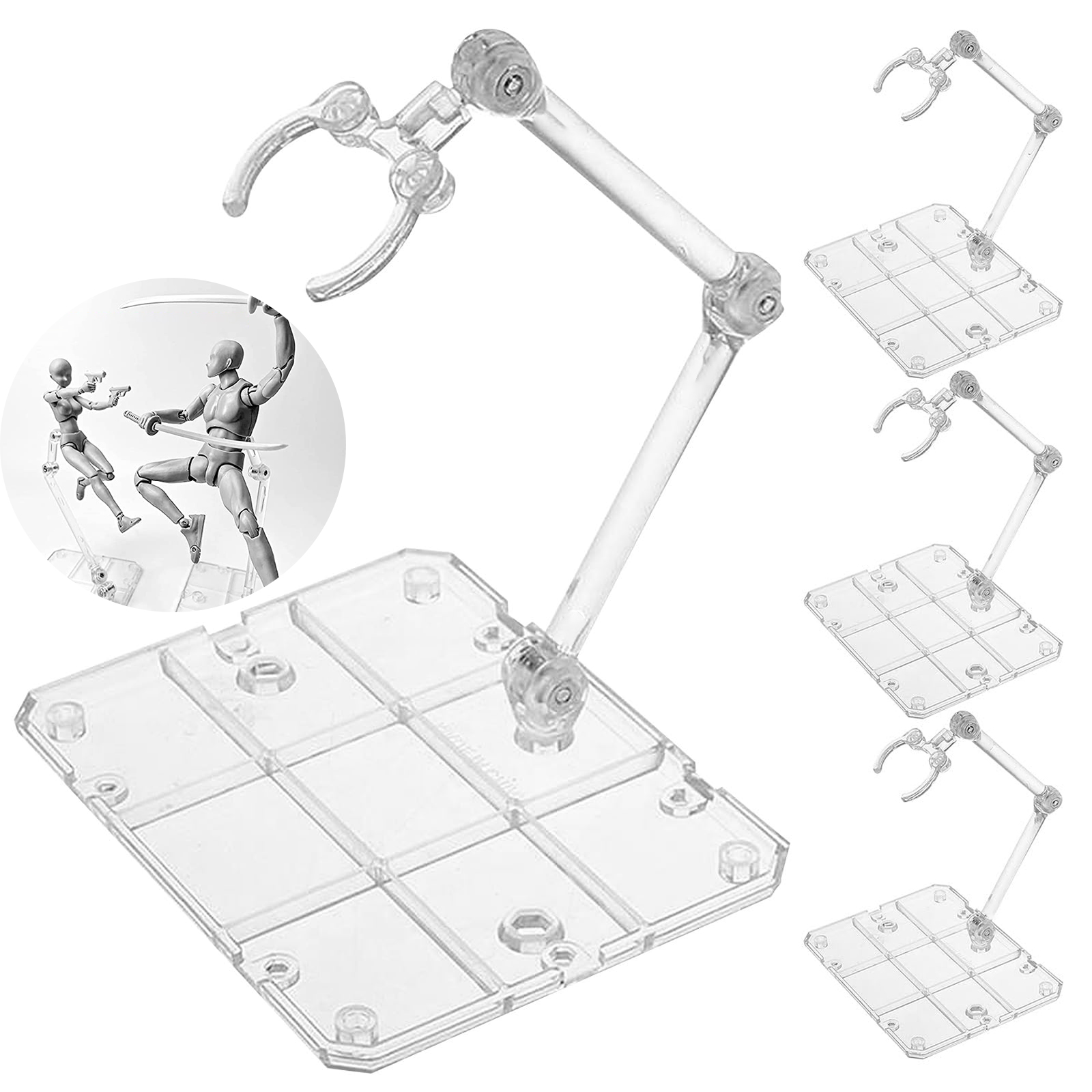 Model Kit Jms - Supporto per action figure trasparente, supporto